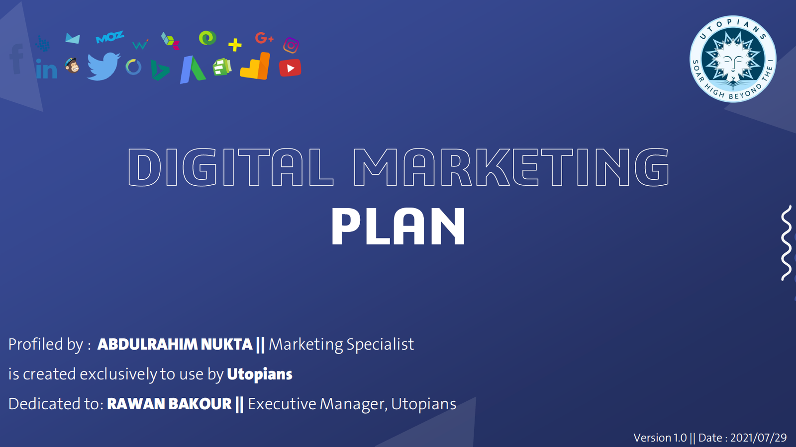 Digital Marketing Plan for Utopians | English Learning Center | Global